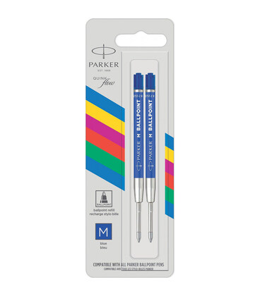 Стрижні Parker QuinkFlow кульк. син. M блістер 2шт 10 262BLU2 картинка, зображення, фото