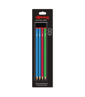 Набор простых карандашей Rotring WCP Core Assorted Colours HB блистер 4шт R2094216 фото, картинка, изображение