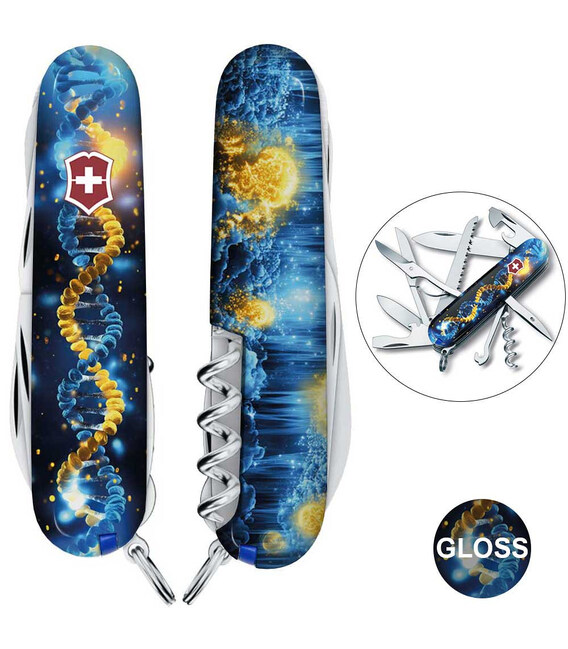 Складаний ніж Victorinox HUNTSMAN UKRAINE ДНК Українця 1.3713.3.T3270pw - картинка, зображення, фото ножа