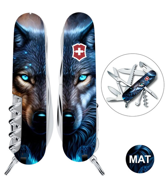 Складаний ніж Victorinox HUNTSMAN ANIMAL Вовк 1.3713.3.F1040pw - картинка, зображення, фото ножа