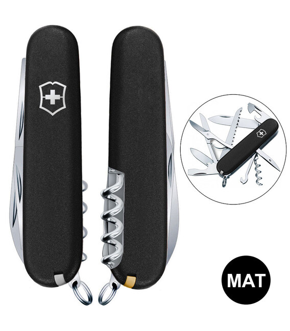 Складаний ніж Victorinox HUNTSMAN MAT чорний матовий лак 1.3713.3.M0007p - картинка, зображення, фото ножа