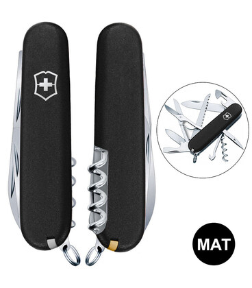 Складаний ніж Victorinox HUNTSMAN MAT чорний матовий лак 1.3713.3.M0007p картинка, зображення, фото
