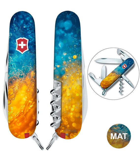 Складной нож Victorinox SPARTAN UKRAINE Желто-синие брызги 1.3603.7.T3160pw фото, картинка, изображение