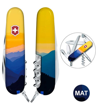 Складной нож Victorinox CAMPER UKRAINE Горный пейзаж 1.3613.7.T3190pw фото, картинка, изображение