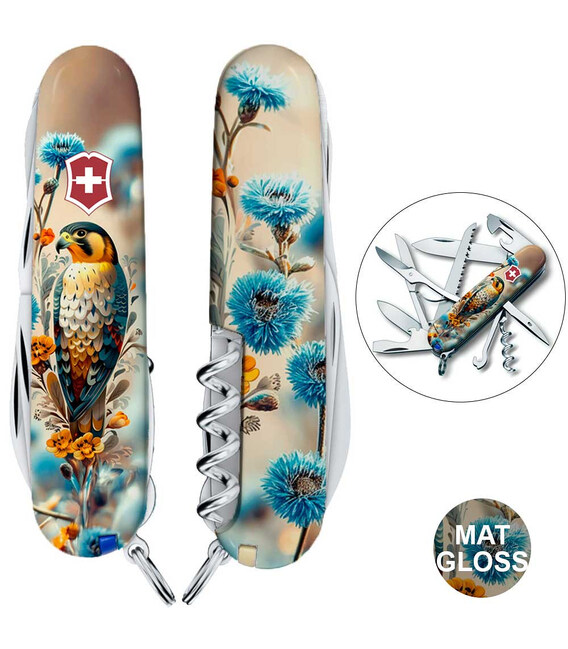 Складной нож Victorinox HUNTSMAN UKRAINE Благородный Сокол 1.3713.7.T3260pw фото, картинка, изображение