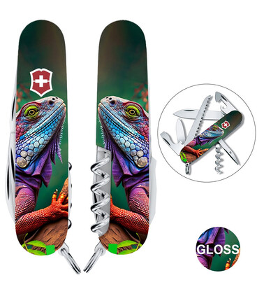 Складной нож Victorinox CAMPER ANIMAL Хамелеон 1.3613.3.F1020pw фото, картинка, изображение