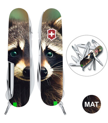 Складной нож Victorinox DELUXE TINKER ANIMAL Енот 1.4723.3.F1120pw фото, картинка, изображение