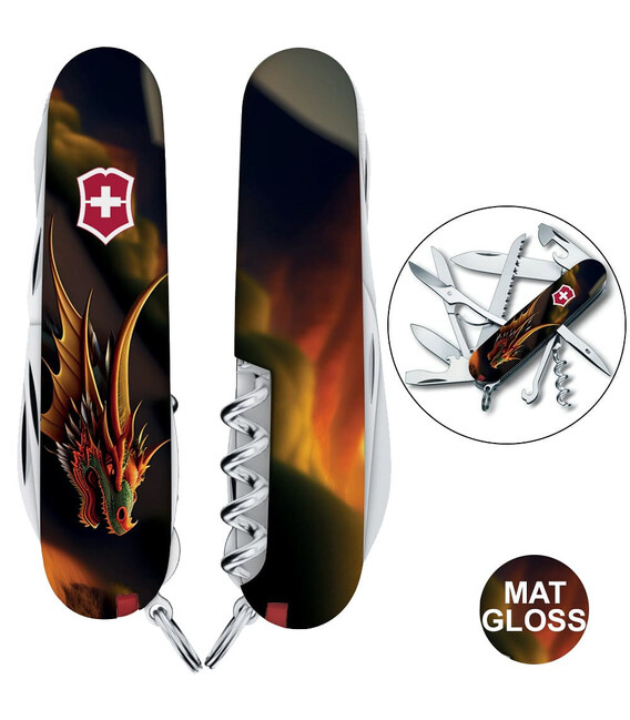 Складаний ніж Victorinox HUNTSMAN ZODIAC Фантастичний дракон 1.3713.3.Z3210p - картинка, зображення, фото ножа