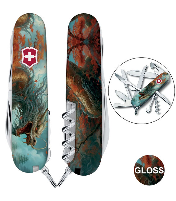 Складаний ніж Victorinox HUNTSMAN ZODIAC Бойовий дракон 1.3713.7.Z3230p - картинка, зображення, фото ножа