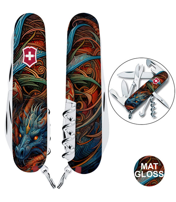 Складной нож Victorinox CLIMBER ZODIAC Сапфировый дракон 1.3703.Z3260p фото, картинка, изображение