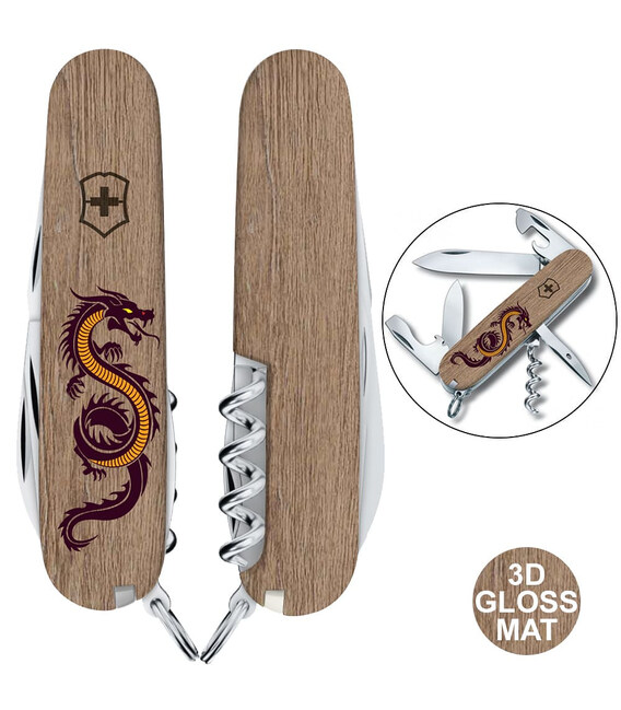Складаний ніж Victorinox SPARTAN ZODIAC 3D Дерев'яний дракон 1.3603.7.Z3310h картинка, зображення, фото