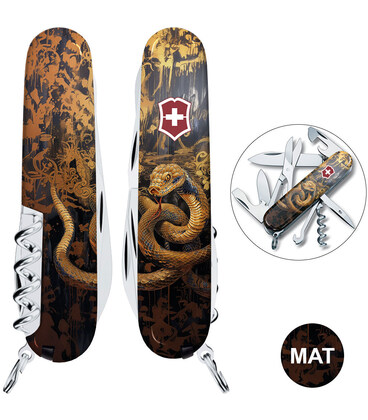 Складной нож Victorinox CLIMBER ZODIAC Золотая деревянная змея 1.3703.3.Z4240pk фото, картинка, изображение