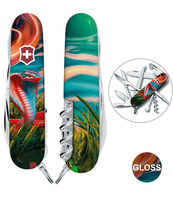 Складаний ніж Victorinox HUNTSMAN ZODIAC Барвиста кобра 1.3713.3.Z4290pk - картинка, зображення, фото ножа