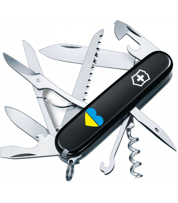 Складной нож Victorinox HUNTSMAN UKRAINE Сердце сине-желтое 1.3713.3_T1090u фото, картинка, изображение