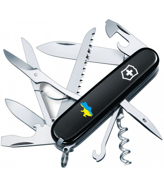 Складаний ніж Victorinox HUNTSMAN UKRAINE Мапа України синьо-жовт. 1.3713.3_T1166u - картинка, зображення, фото ножа