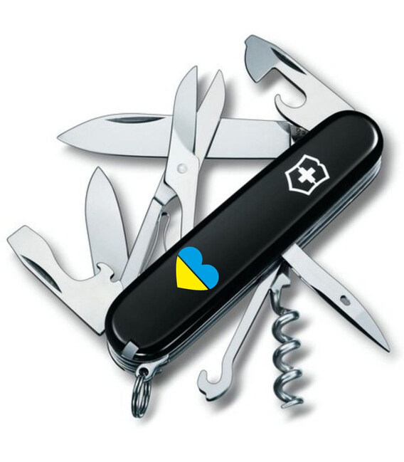 Складаний ніж Victorinox CLIMBER UKRAINE Серце синьо-жовте 1.3703.3_T1090u - картинка, зображення, фото ножа