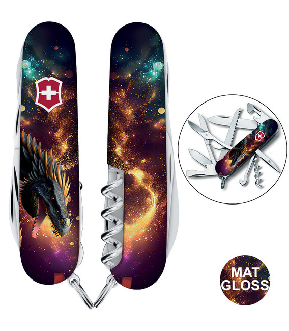 Складаний ніж Victorinox HUNTSMAN ZODIAC Зірковий дракон 1.3713.3.Z3220p - картинка, зображення, фото ножа