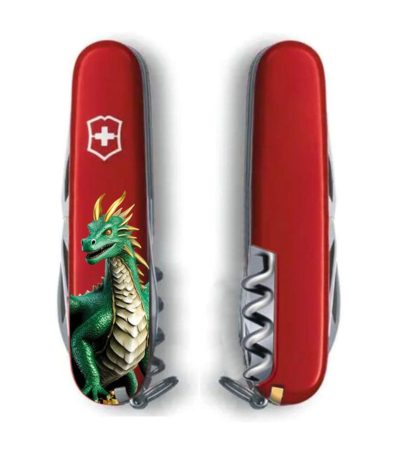 Складаний ніж Victorinox SPARTAN ZODIAC Зелений дракон 1.3603.Z3340u - картинка, зображення, фото ножа