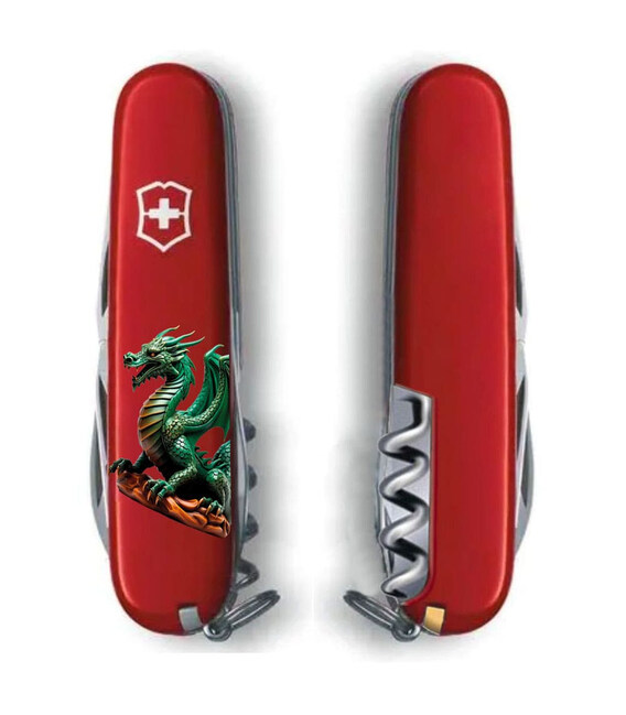 Складаний ніж Victorinox SPARTAN ZODIAC Зелений дракон на дереві 1.3603.Z3350u картинка, зображення, фото