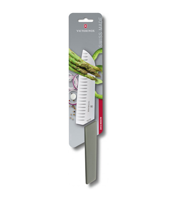 Кухонний ніж Victorinox Swiss Modern Santoku 6.9056.17K6B картинка, зображення, фото