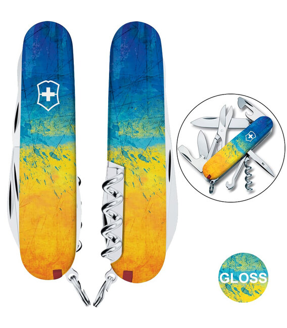 Складаний ніж Victorinox CLIMBER UKRAINE Жовто-синій малюнок 1.3703.7.T3100p картинка, зображення, фото