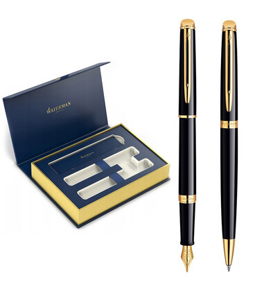 Набір Waterman HEMISPHERE Black Lacquer GT FP+BP (перова + кулькова) картинка, зображення, фото