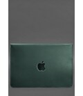 Кожаный чехол-конверт на магнитах для MacBook Pro 16" Зеленый Crazy Horse фото, картинка, изображение