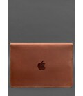 Шкіряний чохол-конверт на магнітах для MacBook Pro 16" Світло-коричневий Crazy Horse картинка, зображення, фото