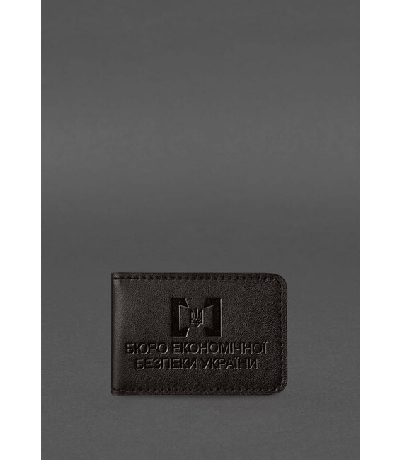 Шкіряна обкладинка для посвідчення БЕБ (Бюро економічної безпеки України) темно-коричнева картинка, зображення, фото