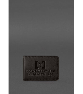 Шкіряна обкладинка для посвідчення БЕБ (Бюро економічної безпеки України) темно-коричнева картинка, зображення, фото