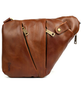 Чоловіча сумка-слінг через плече для лівші TARWA GB-6405-3md коньячна картинка, зображення, фото