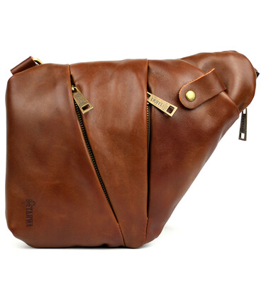 Чоловіча сумка-слінг через плече для лівші TARWA GB-6405-3md коньячна картинка, зображення, фото