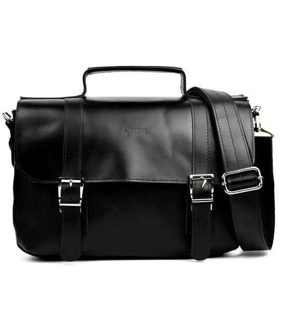 Сумка-портфель на плече з ручкою TARWA ZA-6008-3md чорна гладка шкіра картинка, зображення, фото