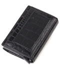 Картхолдер унісекс у три складання з автоматичним механізмом з натуральної шкіри з тисненням під крокодила CANPELLINI 21930 Чорн