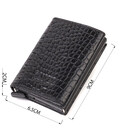 Картхолдер унісекс у три складання з автоматичним механізмом з натуральної шкіри з тисненням під крокодила CANPELLINI 21930 Чорн