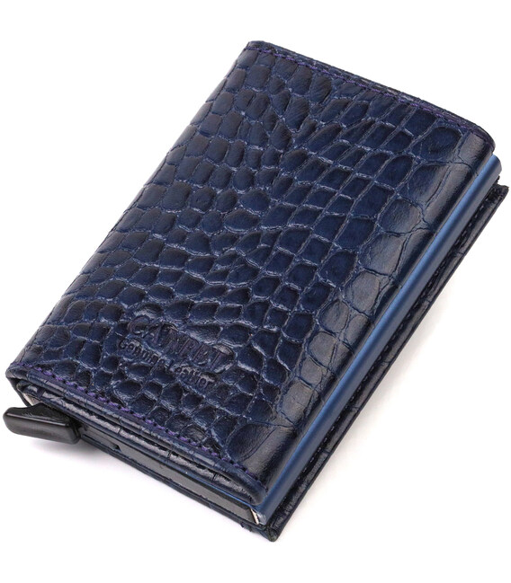 Картхолдер для чоловіків у три складання з автоматичним механізмом з натуральної шкіри з тисненням під крокодила CANPELLINI 2193