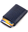 Картхолдер для мужчин в три сложения с автоматическим механизмом из натуральной кожи с тиснением под крокодила CANPELLINI 21935 