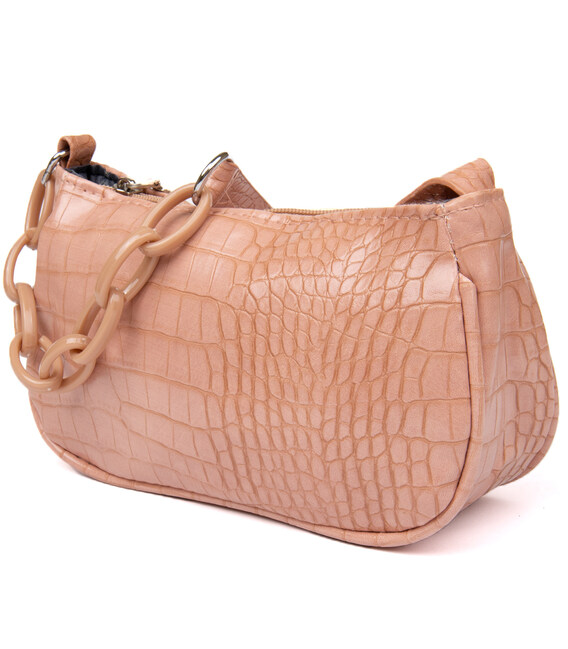 Компактна сумка-багет з шкірозамінника під екзотику Vintage sale_14926 Рожева картинка, зображення, фото