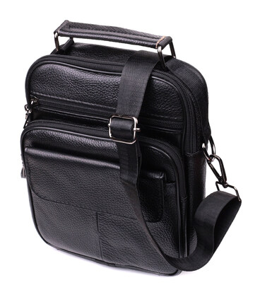 Стильна чоловіча сумка середнього розміру через плече з натуральної шкіри Vintage sale_15039 Чорний картинка, зображення, фото