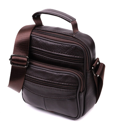 Небольшая сумка на плечо из натуральной кожи Vintage sale_15055 Коричневый фото, картинка, изображение