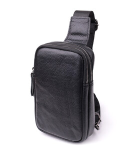 Небольшая слинг сумка для мужчин из натуральной кожи Vintage sale_15105 Черный фото, картинка, изображение