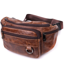 Бананка для мужчин в винтажном стиле из натуральной кожи Vintage sale_15106 Коричневый фото, картинка, изображение