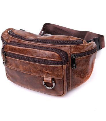 Бананка для мужчин в винтажном стиле из натуральной кожи Vintage sale_15106 Коричневый фото, картинка, изображение