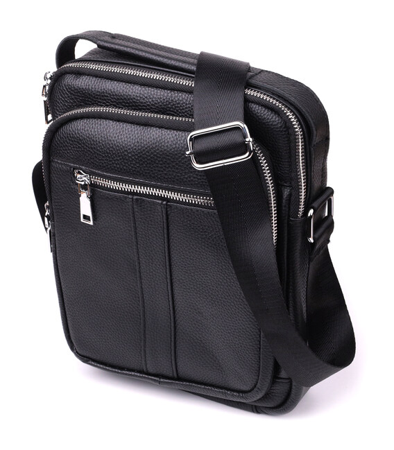 Чоловіча вертикальна сумка з натуральної шкіри Vintage sale_15112 Чорний картинка, зображення, фото