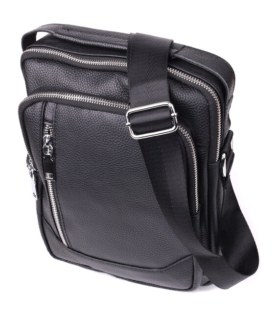 Практична вертикальна сумка для чоловіків із натуральної шкіри Vintage sale_15114 Чорний картинка, зображення, фото