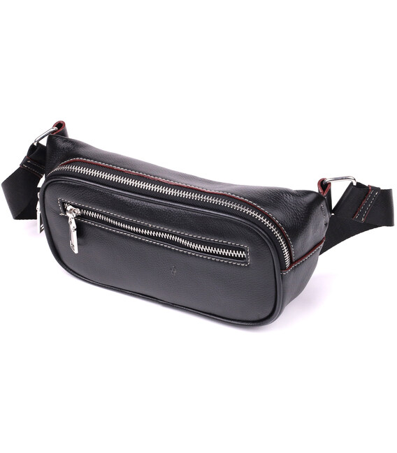 Стильная мужская бананки из мягкой натуральной кожи Vintage sale_15116 Черный фото, картинка, изображение