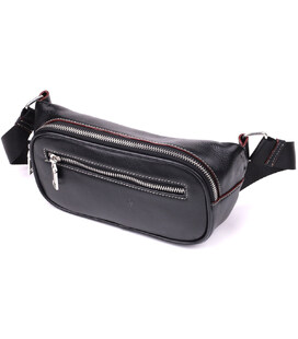 Стильна чоловіча бананки з м'якої натуральної шкіри Vintage sale_15116 Чорний картинка, зображення, фото