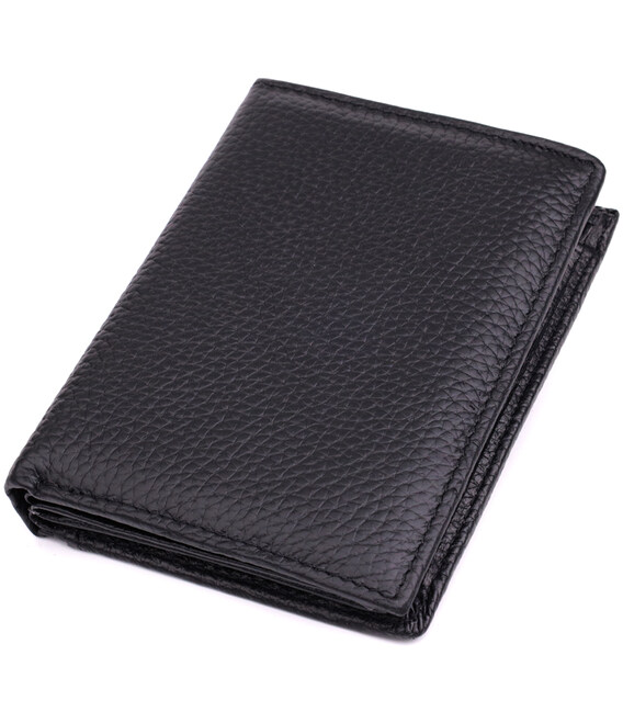 Зручний чоловічий шкіряний гаманець у два складання Vintage sale_15093 Чорний картинка, зображення, фото