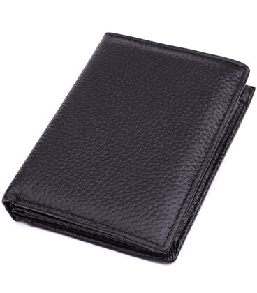 Зручний чоловічий шкіряний гаманець у два складання Vintage sale_15093 Чорний картинка, зображення, фото