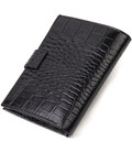 Стильний вертикальний чоловічий гаманець середнього розміру з натуральної шкіри з тисненням під крокодила CANPELLINI 21736 Чорни